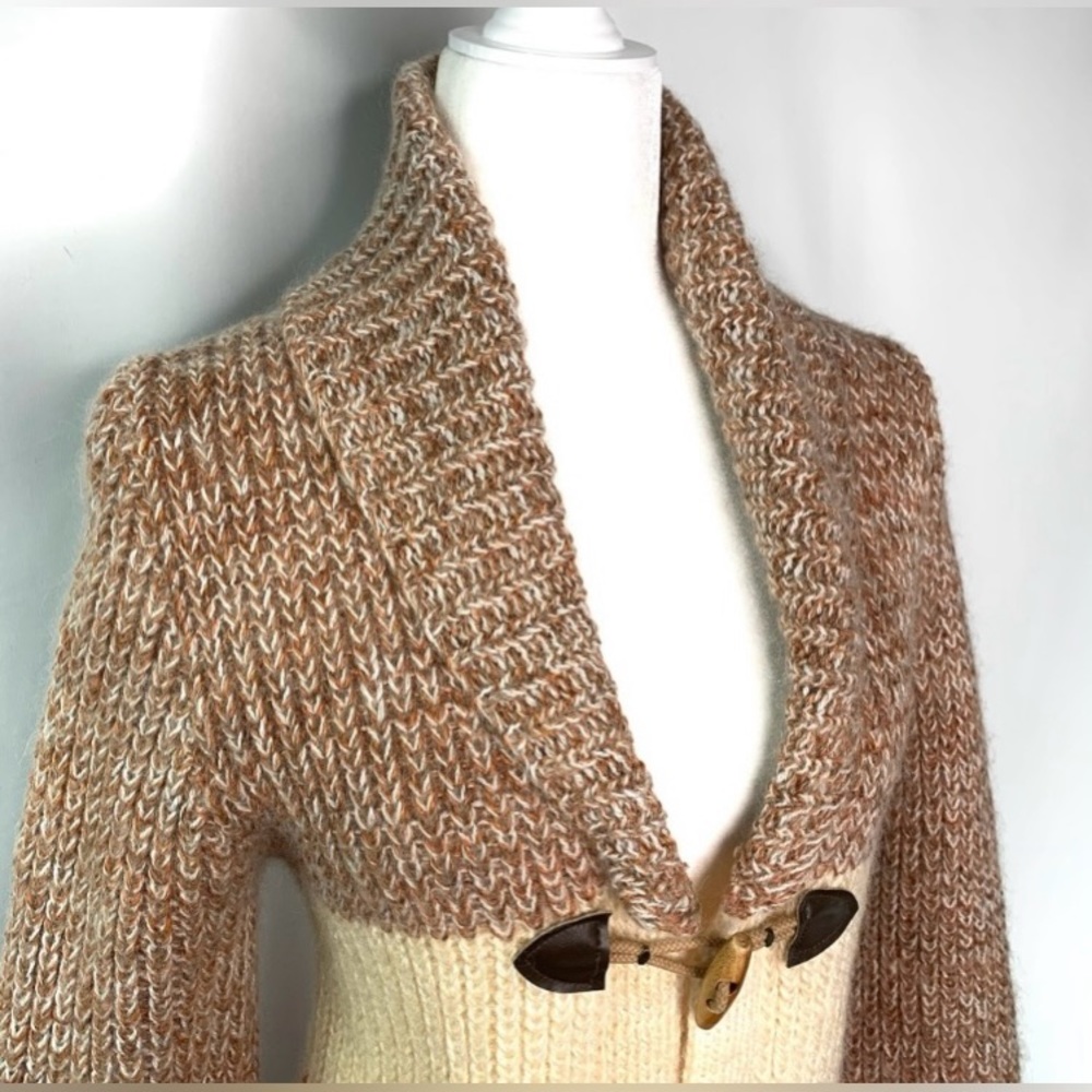 Vtg 70s Fall Evenings ๐ Gorgeous Vintage Chunky Knit Toggle Button Cardigan - Picture 4 of 9